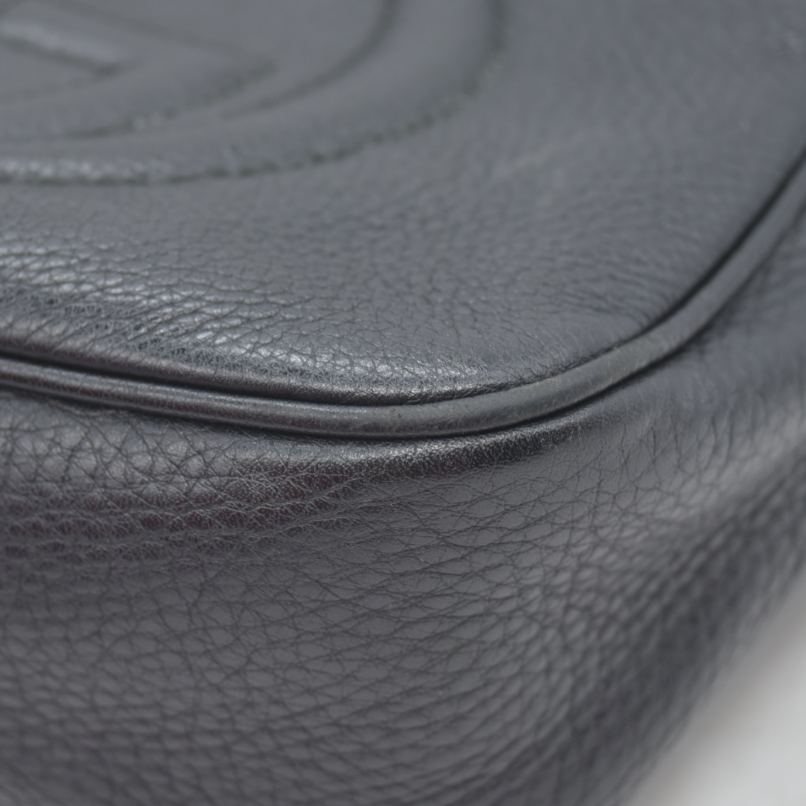 $1490 GUCCI Soho Shoulder Bag Black Leather Used Crossbody