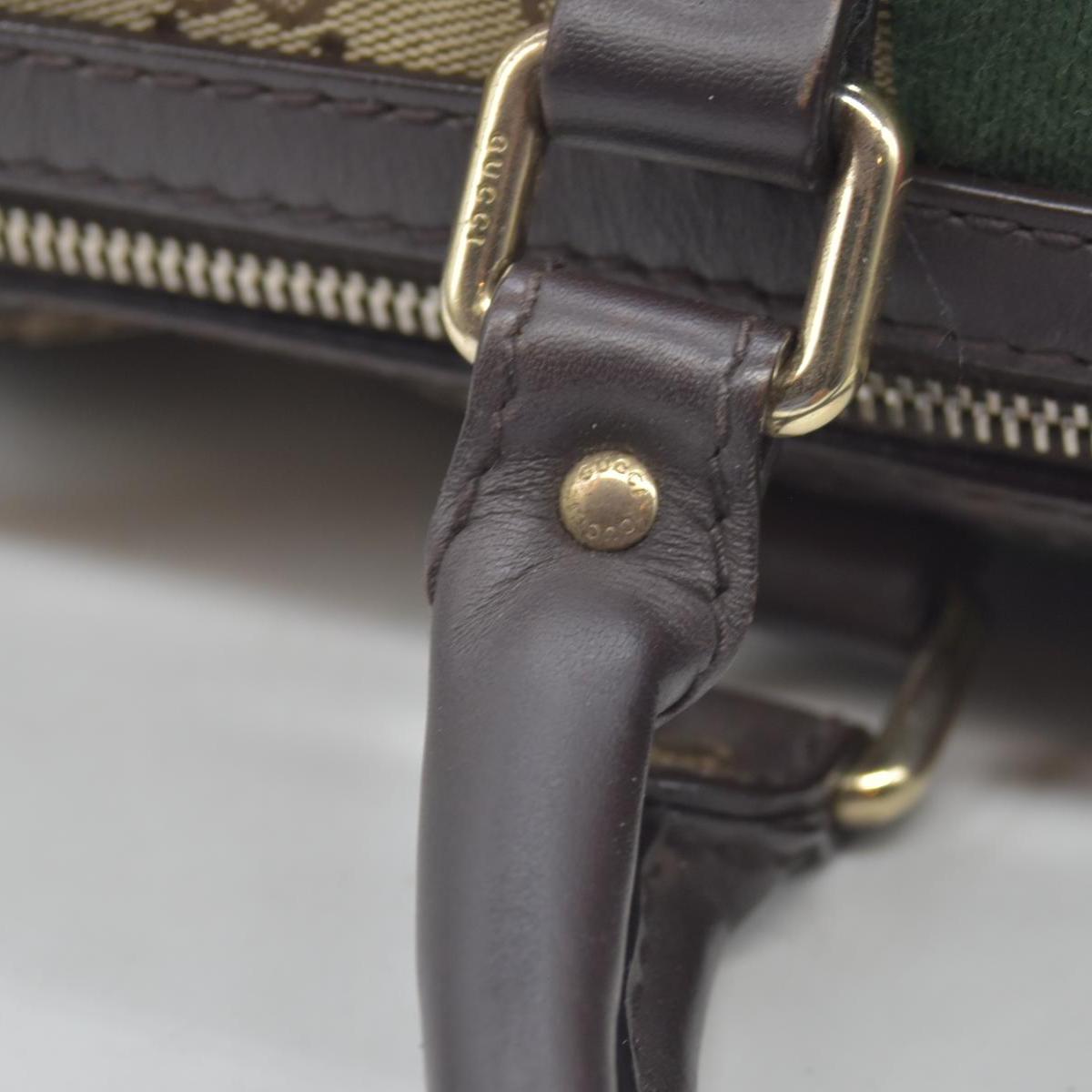 $1350 Gucci Monogram Selleria Calfskin Vintage Web Medium Boston Dark Brown