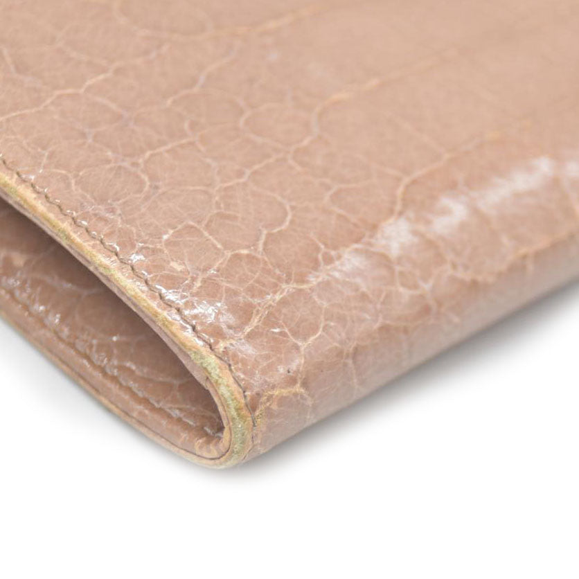 MIU MIU Logo Embossed Leather Zippy Long Wallet Beige