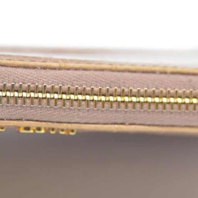 MIU MIU Logo Embossed Leather Zippy Long Wallet Beige