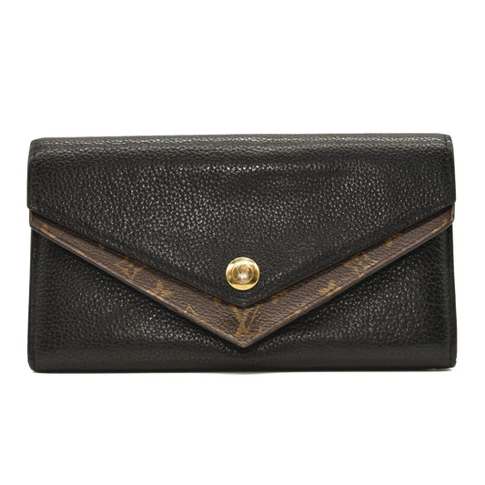 USED $905 LOUIS VUITTON Calfskin Double V Wallet Black