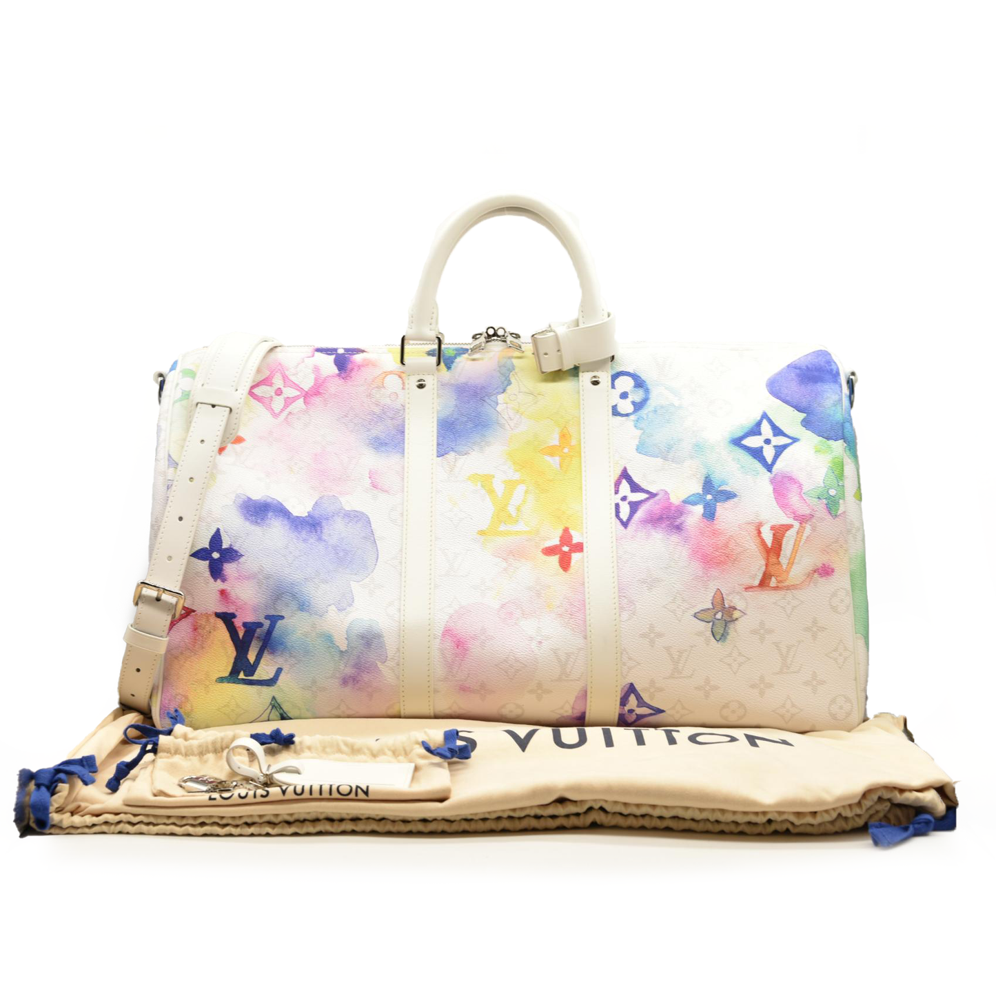 LOUIS VUITTON Monogram Watercolor Keepall Bandouliere 50 Multicolor RFID