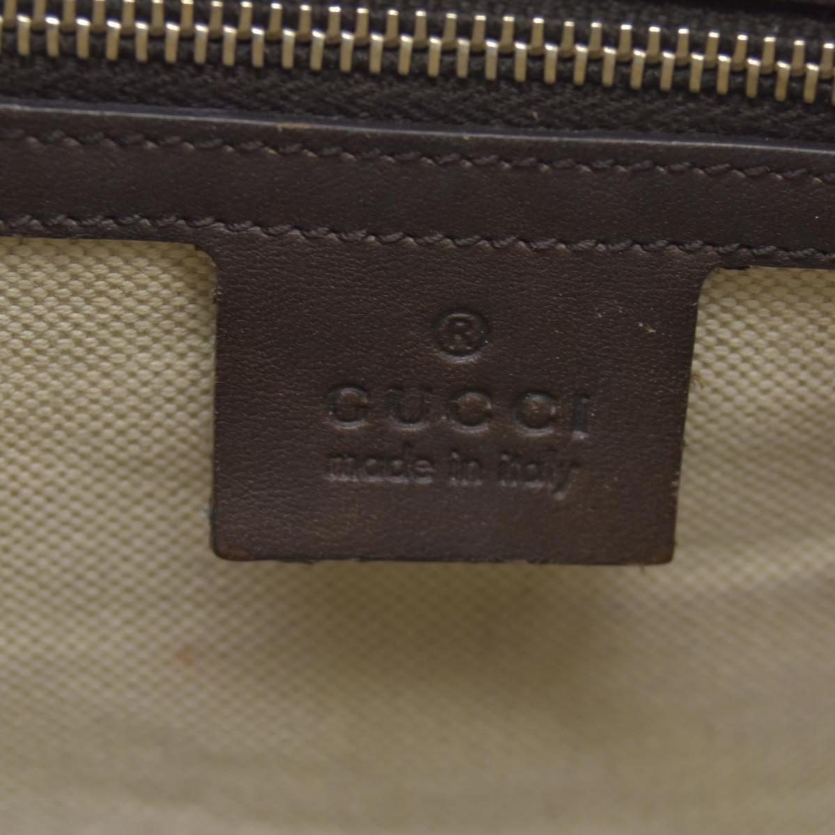 $1350 Gucci Monogram Selleria Calfskin Vintage Web Medium Boston Dark Brown