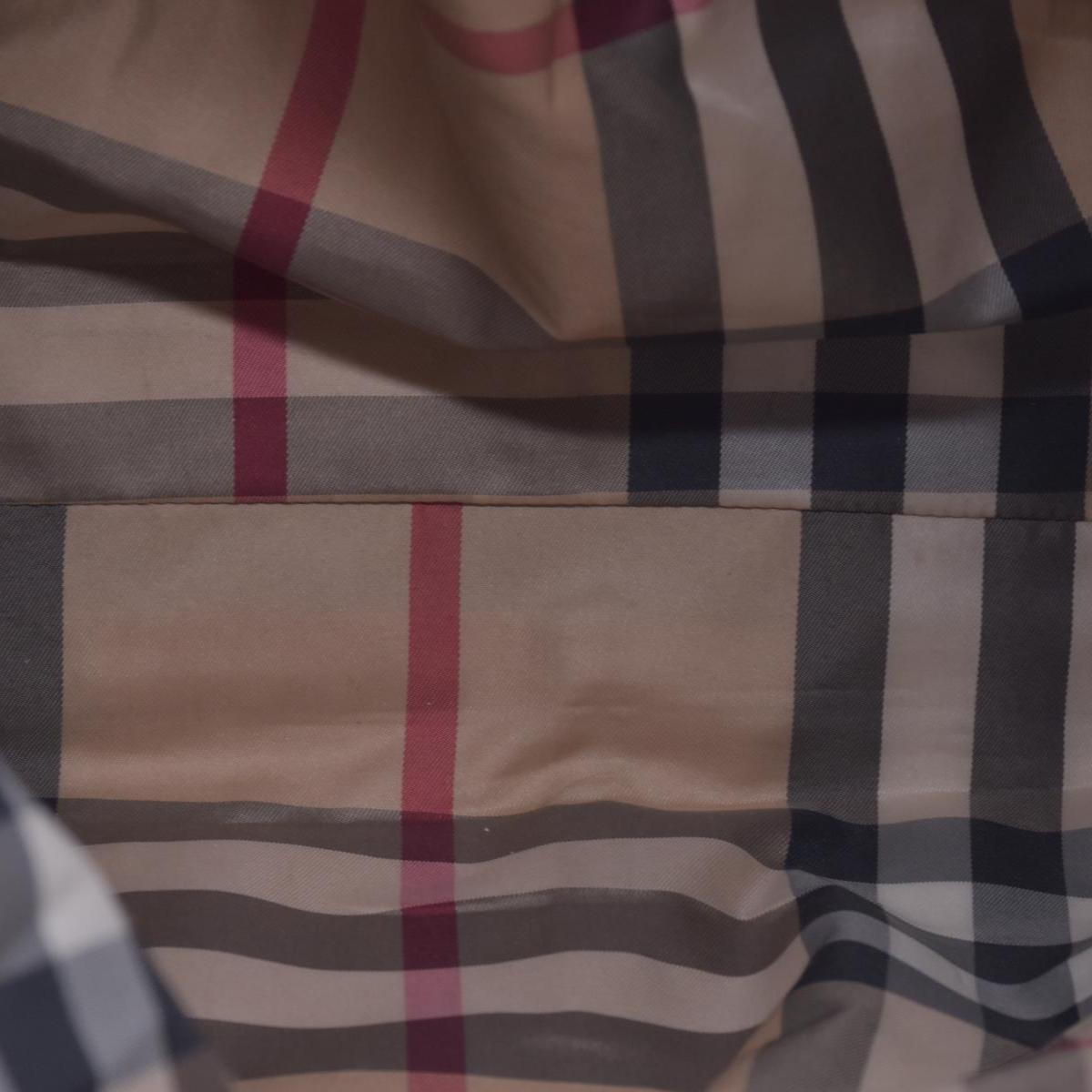 $1050 BURBERRY Nylon & Leather Drawstring Knight Emblem Tote Bag Beige Dark Brown CONSIGNMENT 10021354