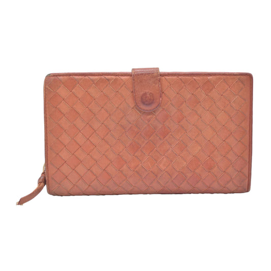 AUCTION $550 Bottega Veneta Intrecciato Lambskin Bifold Wallet Brown