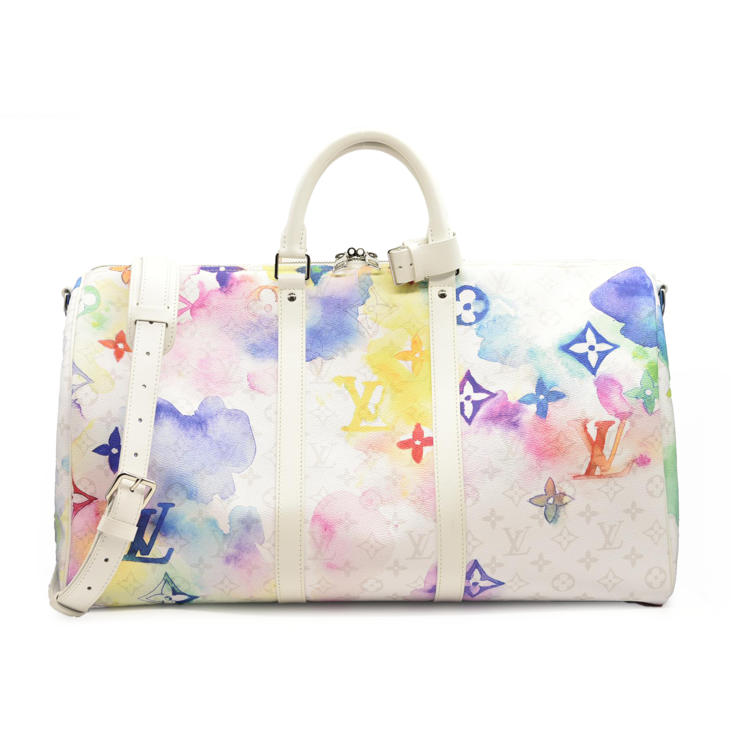 LOUIS VUITTON Monogram Watercolor Keepall Bandouliere 50 Multicolor RFID