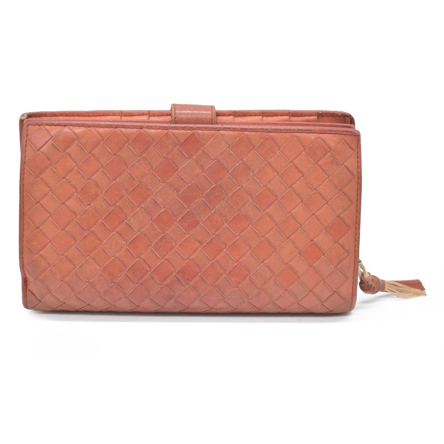 AUCTION $550 Bottega Veneta Intrecciato Lambskin Bifold Wallet Brown