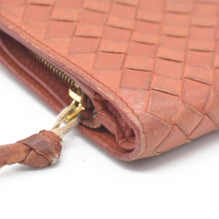 AUCTION $550 Bottega Veneta Intrecciato Lambskin Bifold Wallet Brown