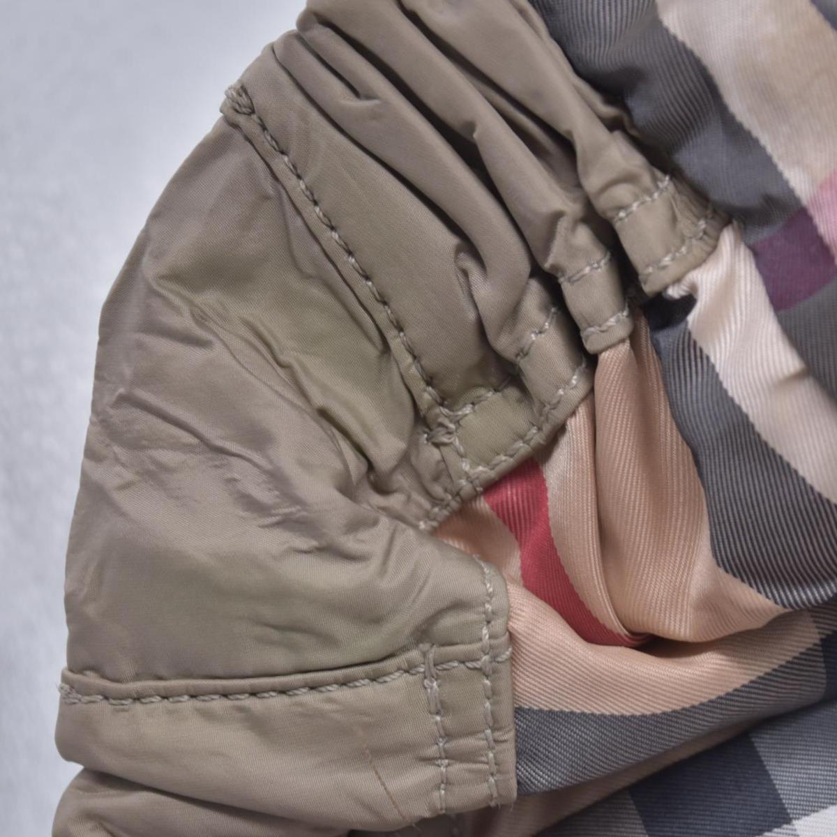 $1050 BURBERRY Nylon & Leather Drawstring Knight Emblem Tote Bag Beige Dark Brown CONSIGNMENT 10021354