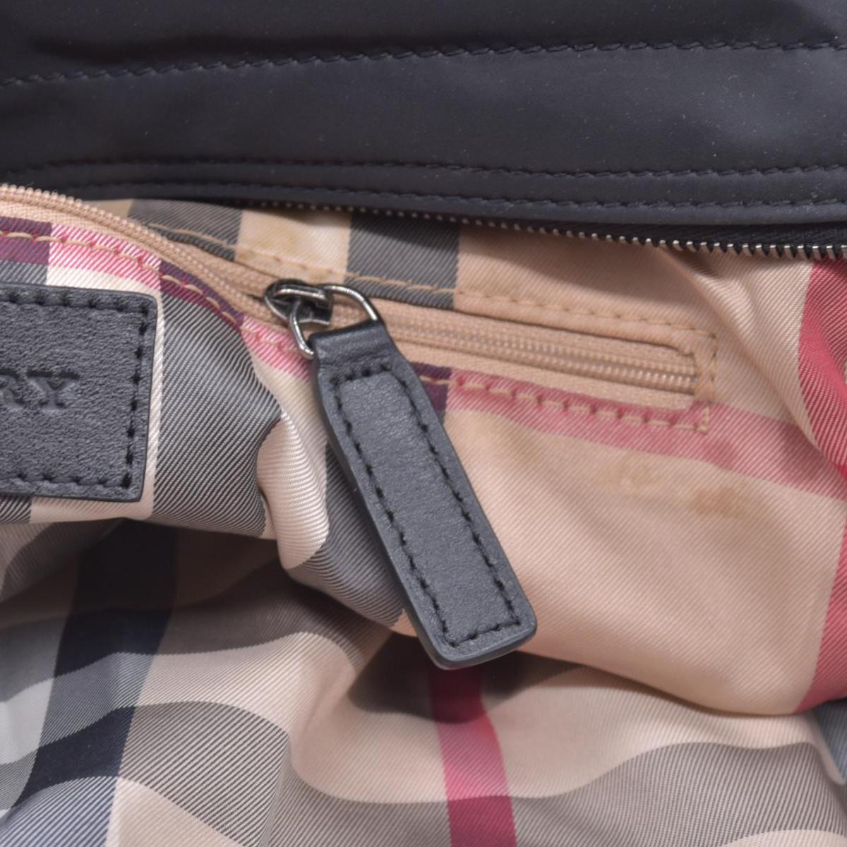 $1050 BURBERRY Nylon & Leather Drawstring Knight Emblem Tote Bag Beige Dark Brown CONSIGNMENT 10021354