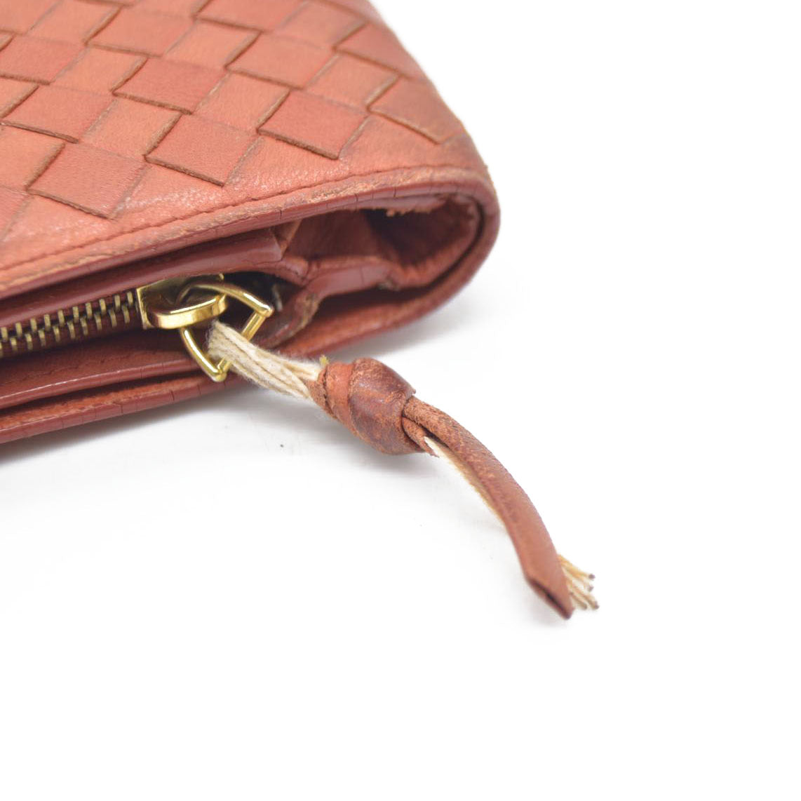 AUCTION $550 Bottega Veneta Intrecciato Lambskin Bifold Wallet Brown