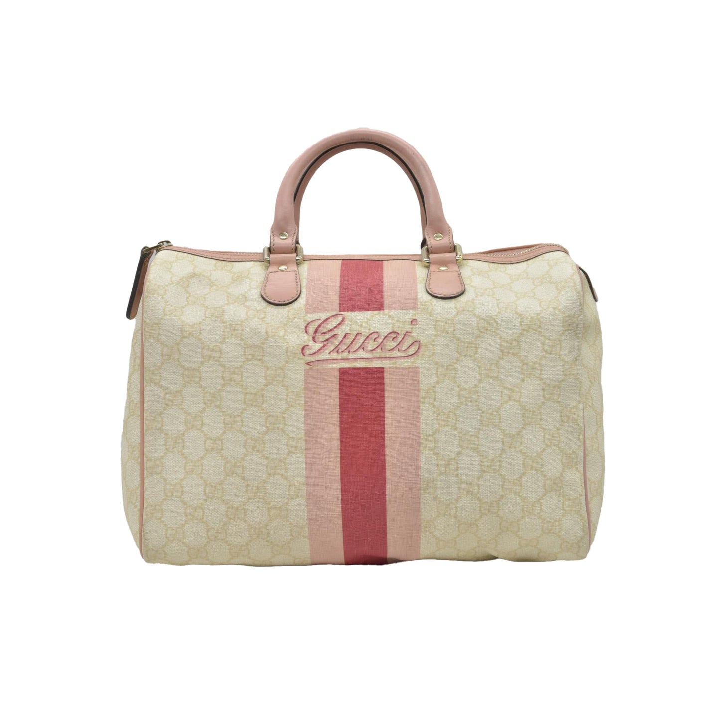 Gucci GG Plus Monogram Web Stripe Medium Joy Boston Pink
