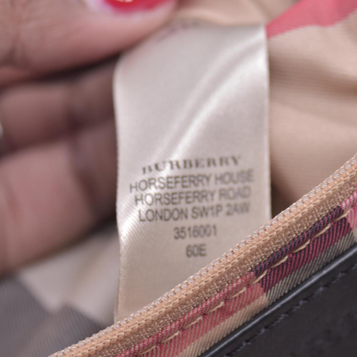 $1050 BURBERRY Nylon & Leather Drawstring Knight Emblem Tote Bag Beige Dark Brown CONSIGNMENT 10021354
