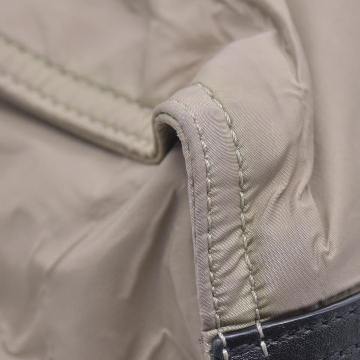 $1050 BURBERRY Nylon & Leather Drawstring Knight Emblem Tote Bag Beige Dark Brown CONSIGNMENT 10021354