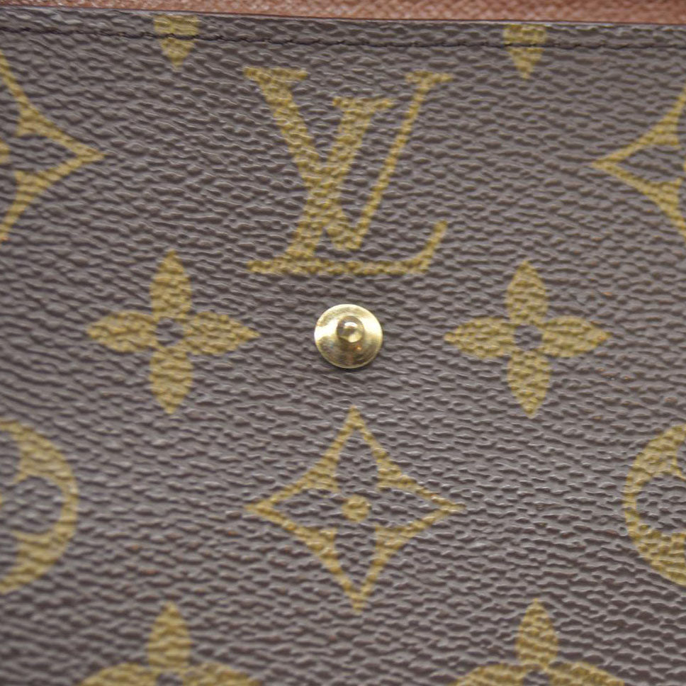 AUCTION $550 Louis Vuitton Monogram Porte Tresor  Etui Papiers Trifold Wallet Brown  AP0062
