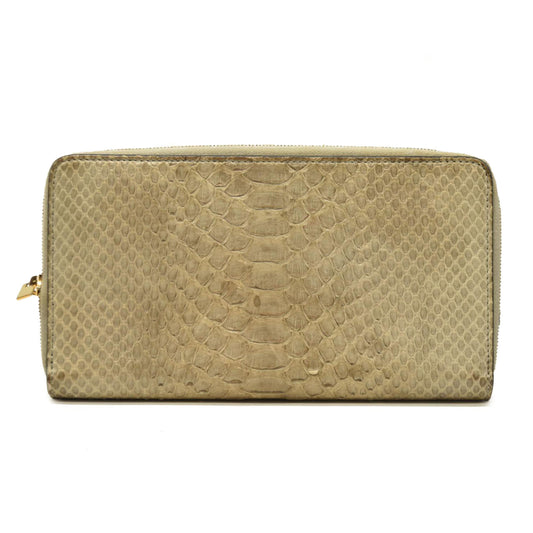 CELINE Leather Zip Around Long Wallet Gray