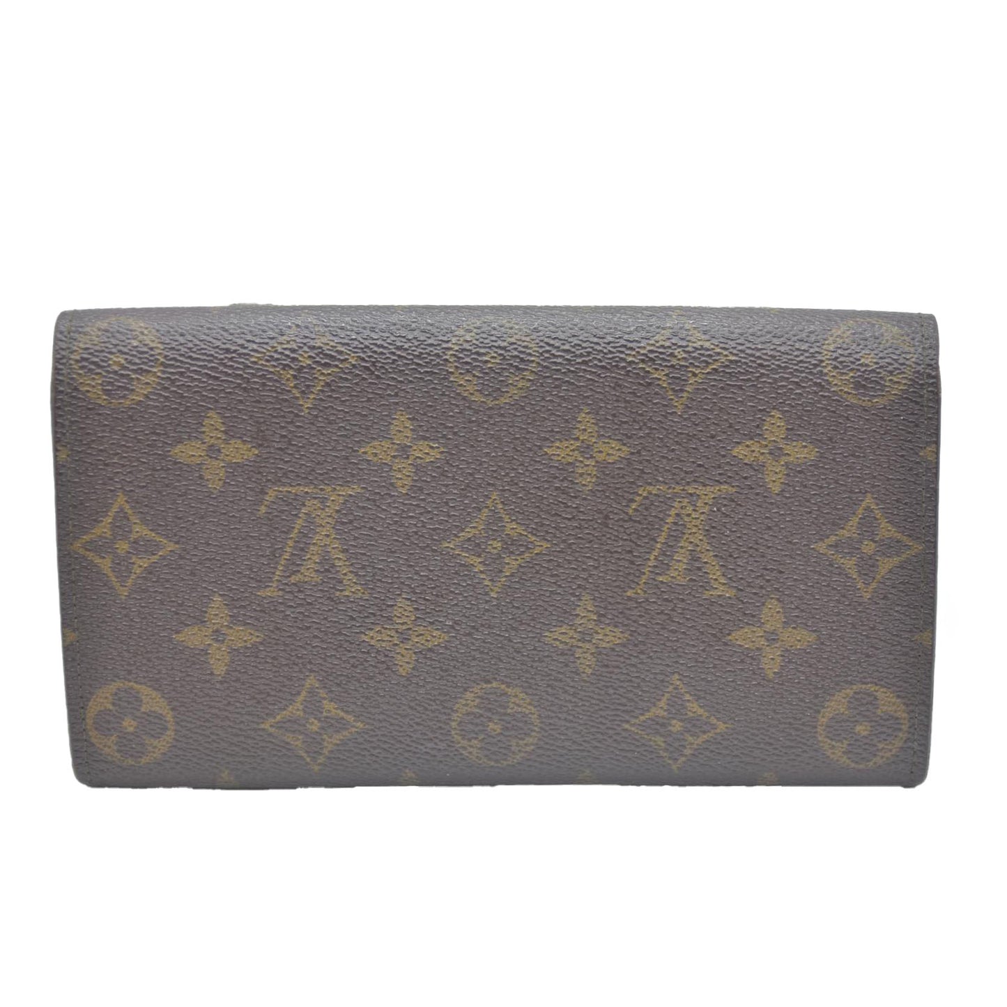 Louis Vuitton Monogram Portefeiulle Sarah Long Bifold Wallet Brown MI0972 Damaged button snap