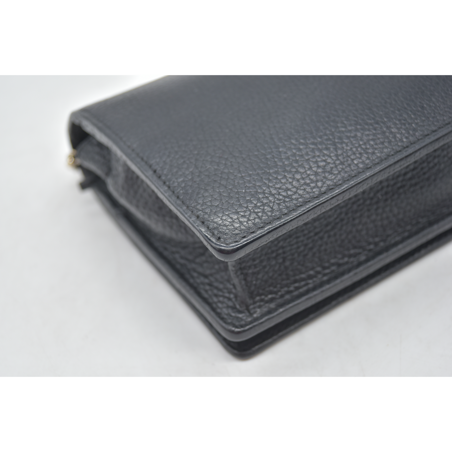 Gucci Pebbled Calfskin Soho Wallet On Chain Black