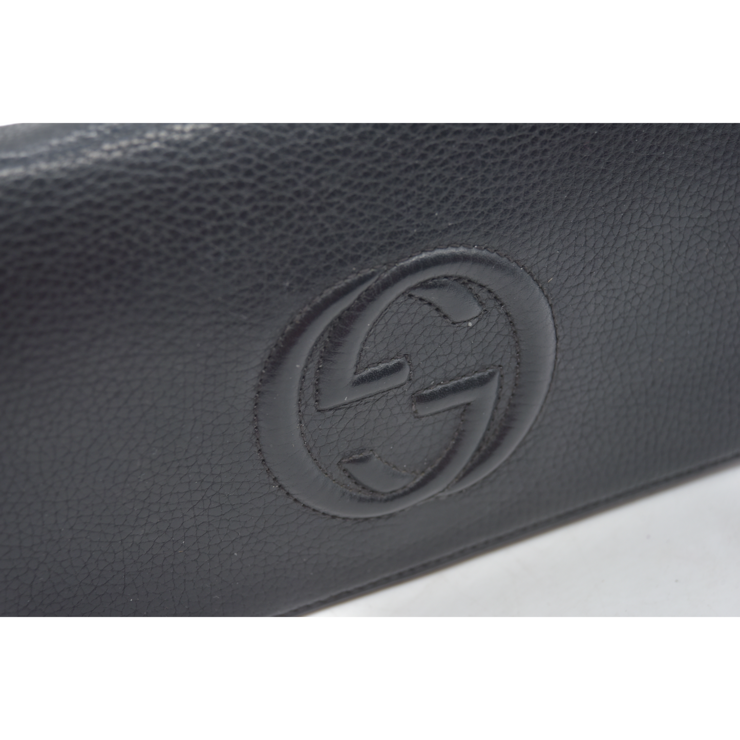 Gucci Pebbled Calfskin Soho Wallet On Chain Black