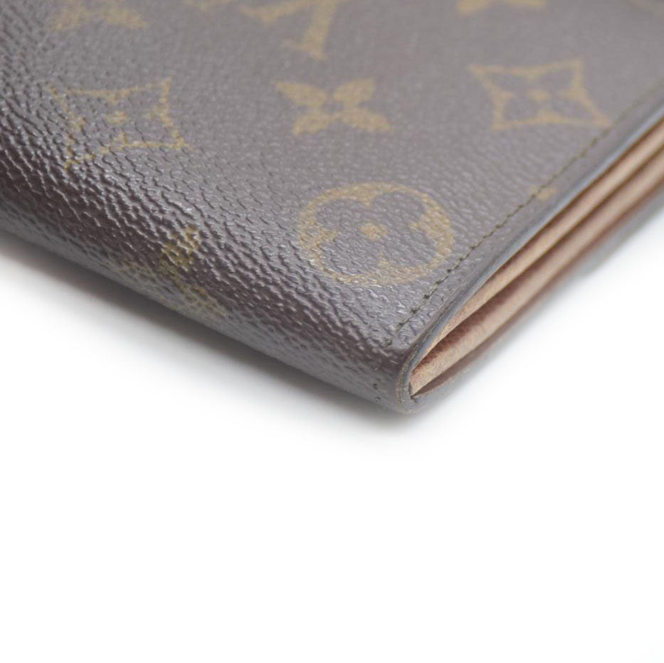 Louis Vuitton Monogram Portefeiulle Sarah Long Bifold Wallet Brown MI0972 Damaged button snap