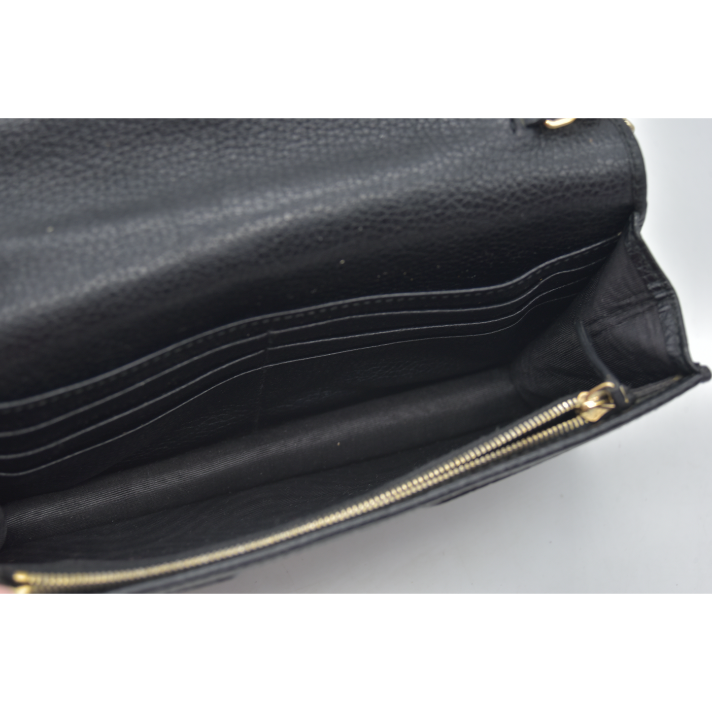 Gucci Pebbled Calfskin Soho Wallet On Chain Black