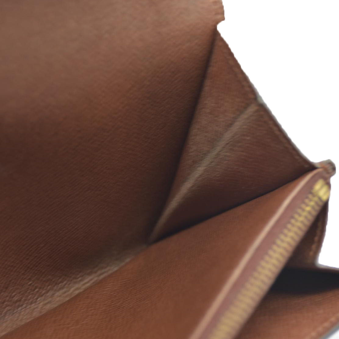 Louis Vuitton Monogram Portefeiulle Sarah Long Bifold Wallet Brown MI0972 Damaged button snap