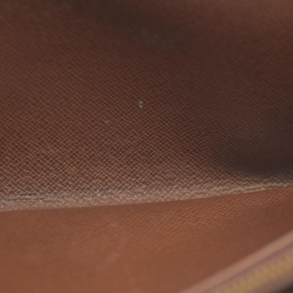 Louis Vuitton Monogram Portefeiulle Sarah Long Bifold Wallet Brown MI0972 Damaged button snap