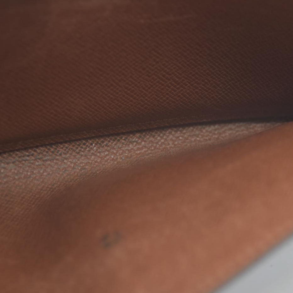 Louis Vuitton Monogram Portefeiulle Sarah Long Bifold Wallet Brown MI0972 Damaged button snap