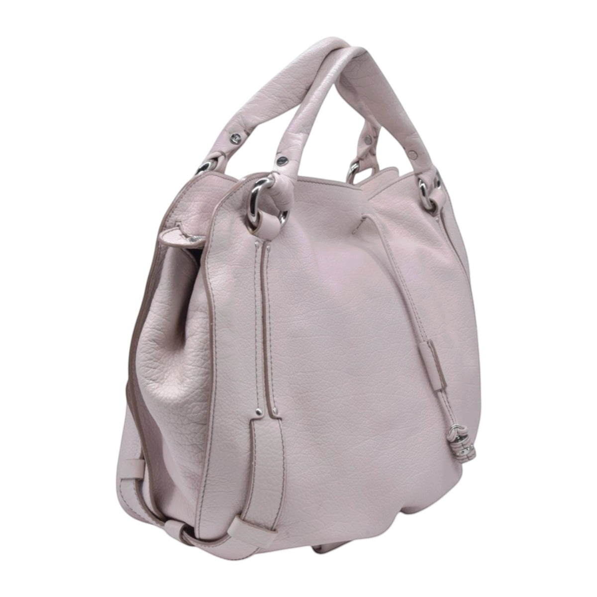 $1250 CELINE Grained Leather Bit Charm Shoulder Tote Bag Light Pink CONSIGNMENT 10021190