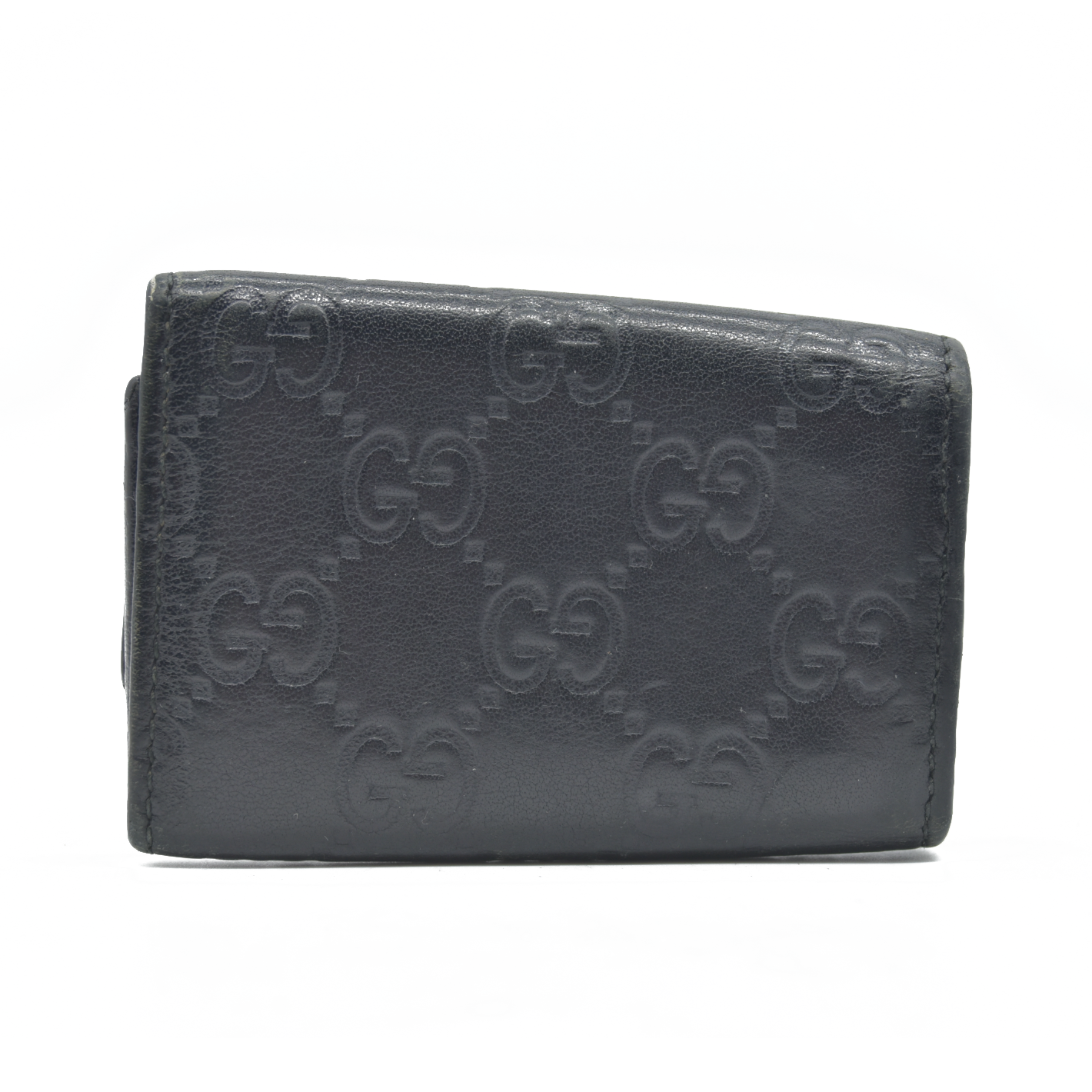 $350 GUCCI Ssima GG Logo Leather 6 Ring Key Case Black Marmont