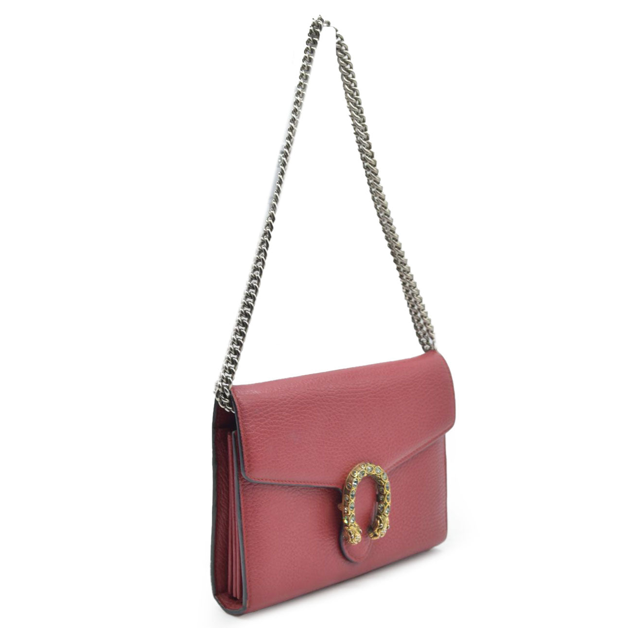 $1800 Gucci Leather Dionysus Wallet On Chain Mini Red Leather