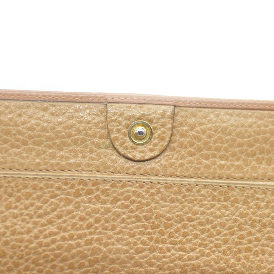 CELINE Macadam Leather Long Bifold Wallet Beige