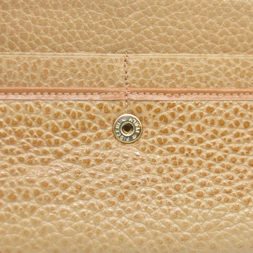 CELINE Macadam Leather Long Bifold Wallet Beige