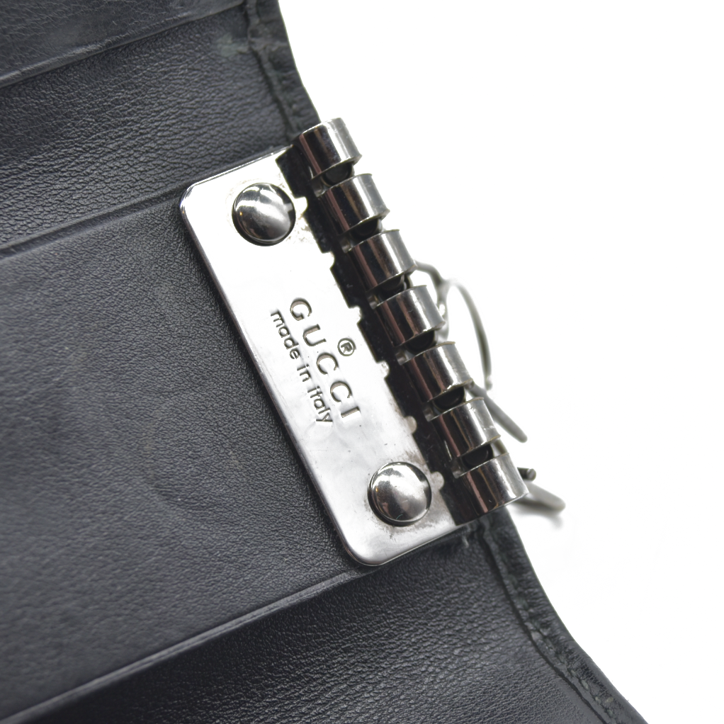 $350 GUCCI Ssima GG Logo Leather 6 Ring Key Case Black Marmont