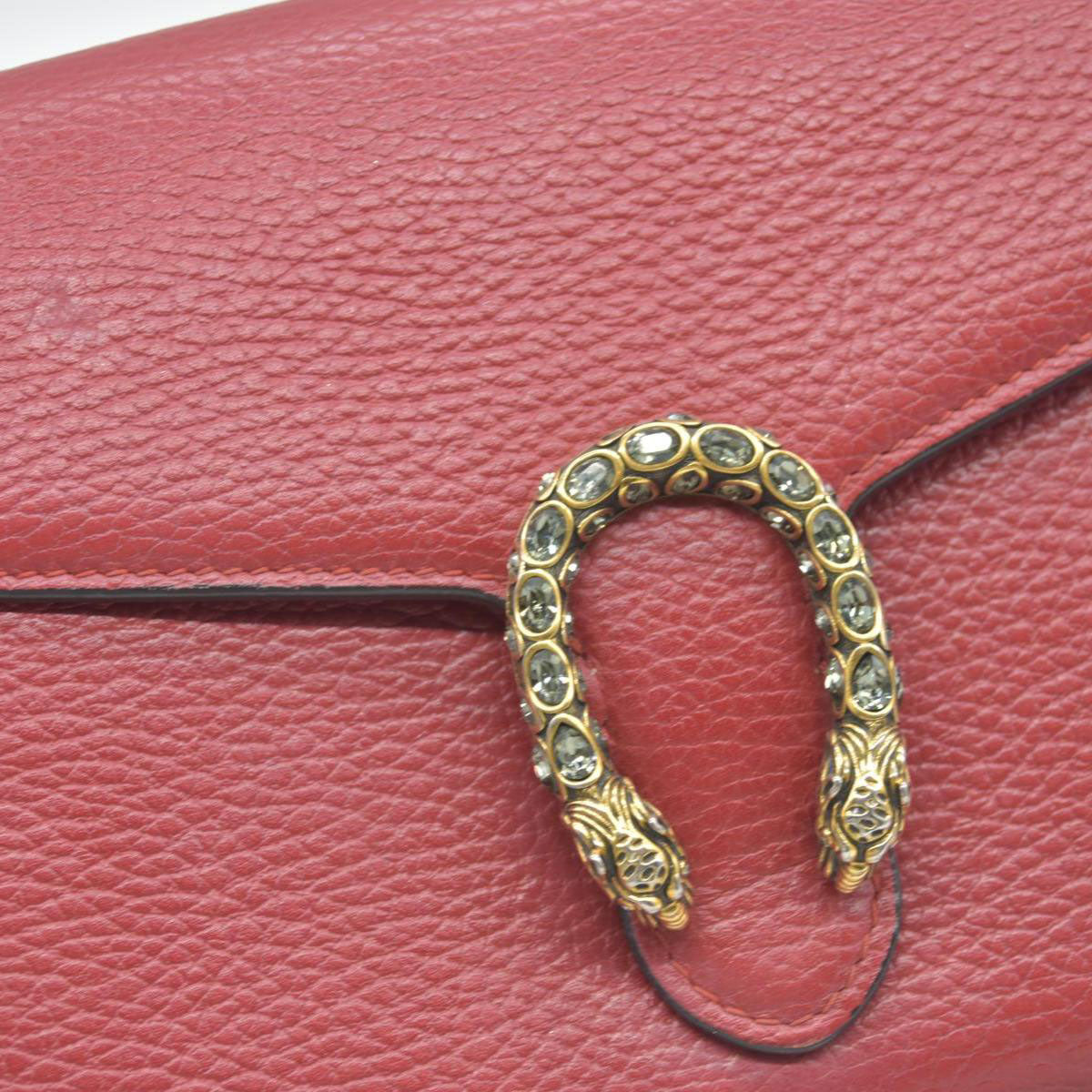 $1800 Gucci Leather Dionysus Wallet On Chain Mini Red Leather