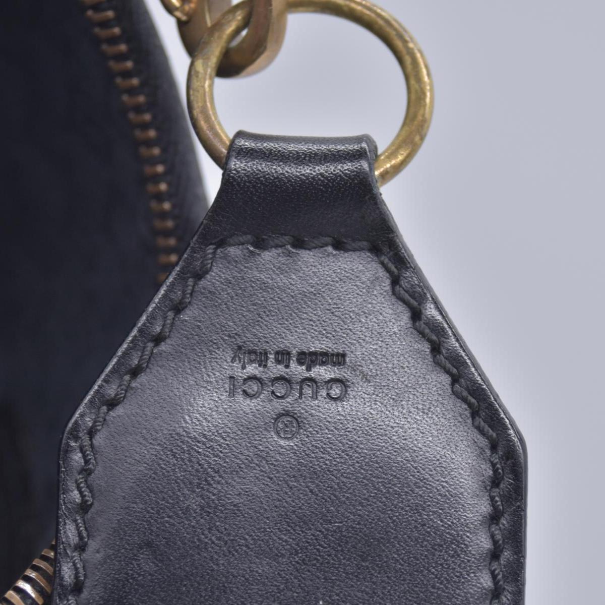 $880 GUCCI Canvas Web Strap Crescent Hobo Bag Black CONSIGNMENT 10021221