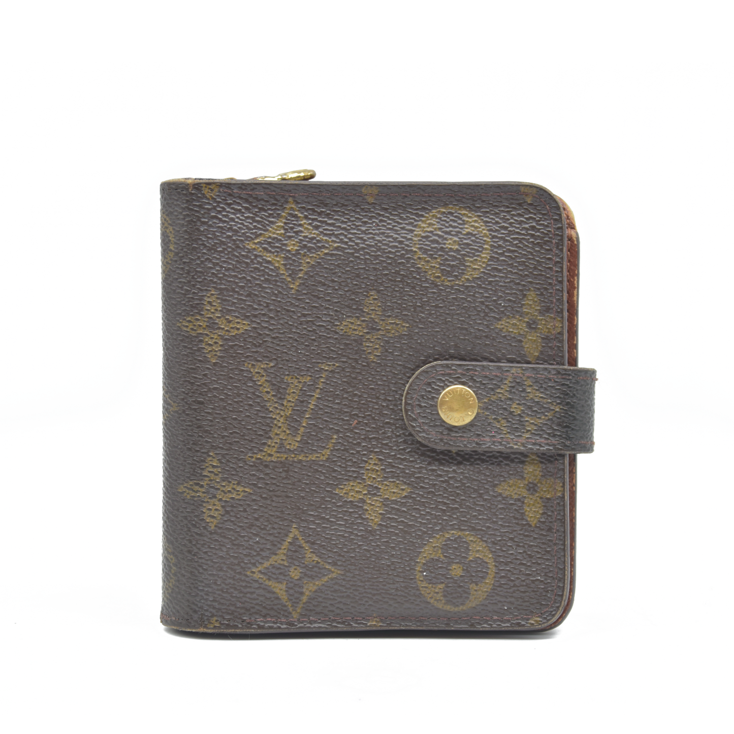 $590 Louis Vuitton Monogram Compact Zippe Zipped Wallet MI1010 2000
