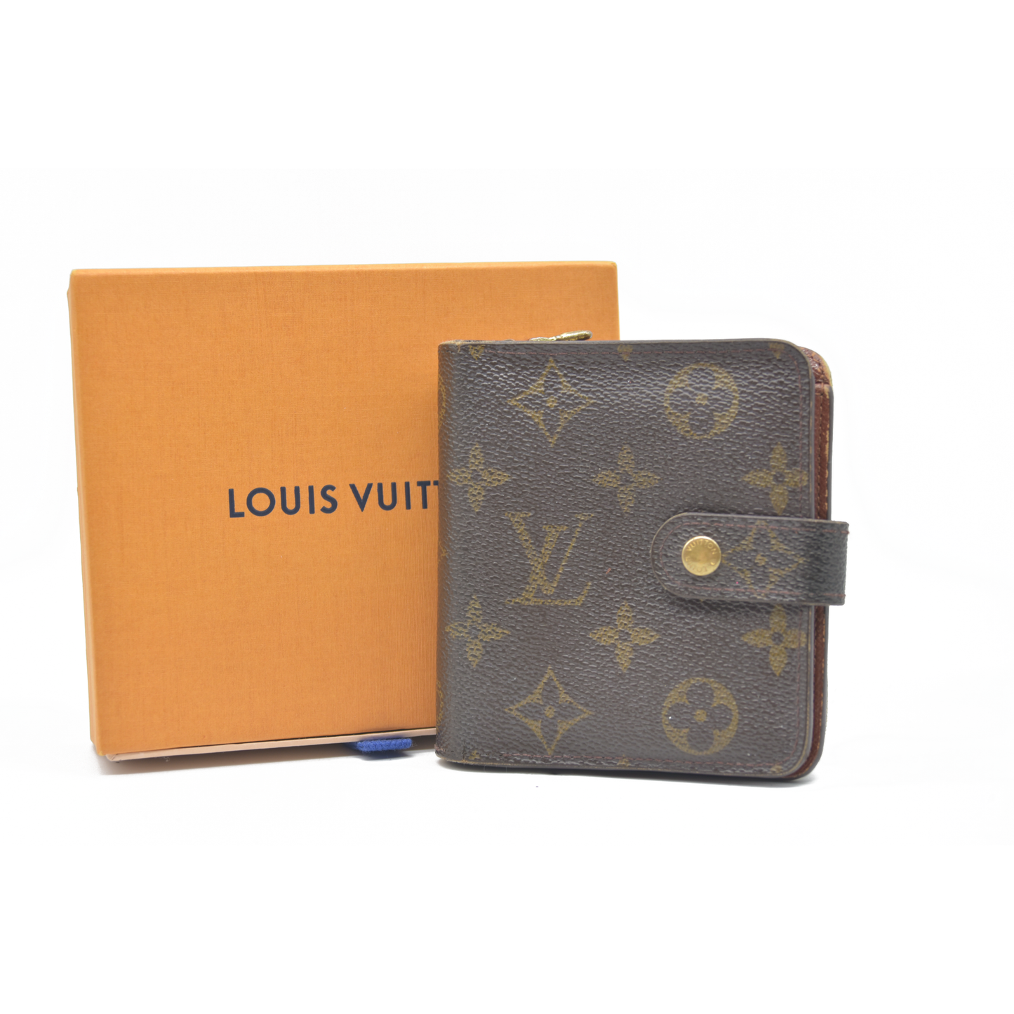$590 Louis Vuitton Monogram Compact Zippe Zipped Wallet MI1010 2000