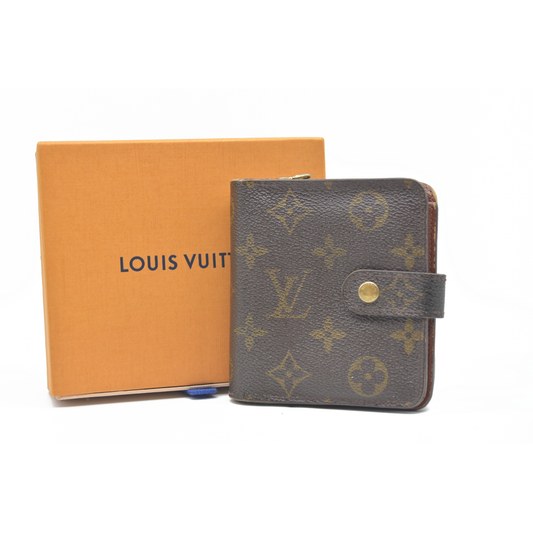 $590 Louis Vuitton Monogram Compact Zippe Zipped Wallet MI1010 2000