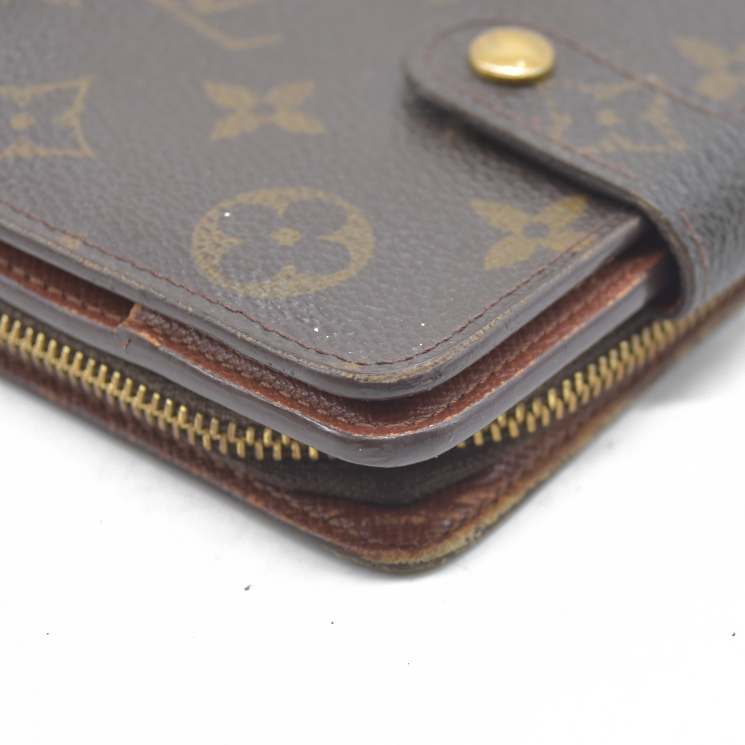 $590 Louis Vuitton Monogram Compact Zippe Zipped Wallet MI1010 2000
