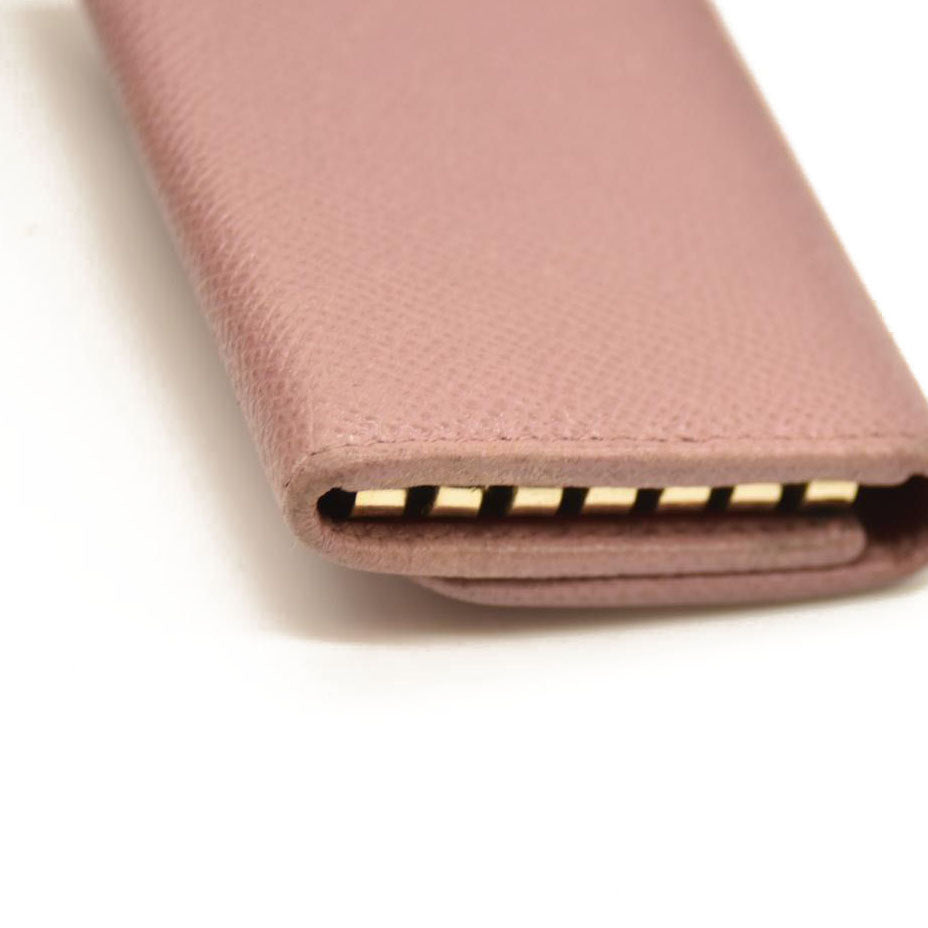 BVLGARI BVLGARIBVLGARI Clip Leather 6 Ring Key Case Pink