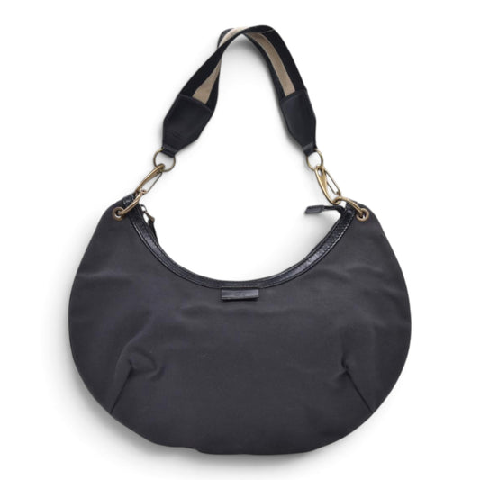 $880 GUCCI Canvas Web Strap Crescent Hobo Bag Black CONSIGNMENT 10021221