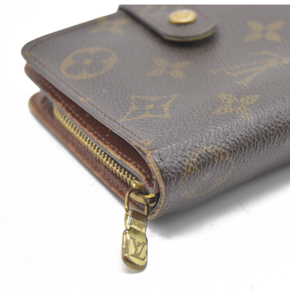 $590 Louis Vuitton Monogram Compact Zippe Zipped Wallet MI1010 2000