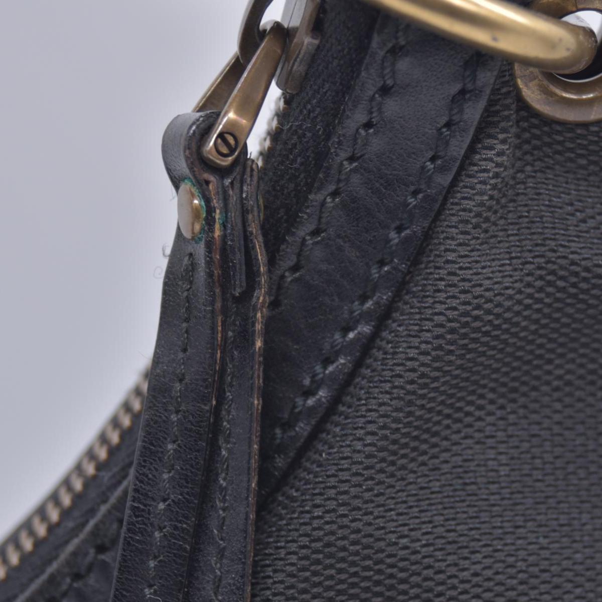 $880 GUCCI Canvas Web Strap Crescent Hobo Bag Black CONSIGNMENT 10021221