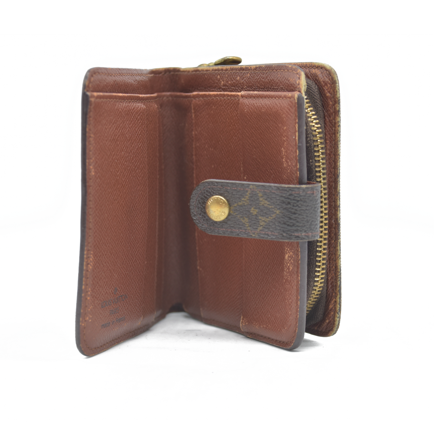 $590 Louis Vuitton Monogram Compact Zippe Zipped Wallet MI1010 2000