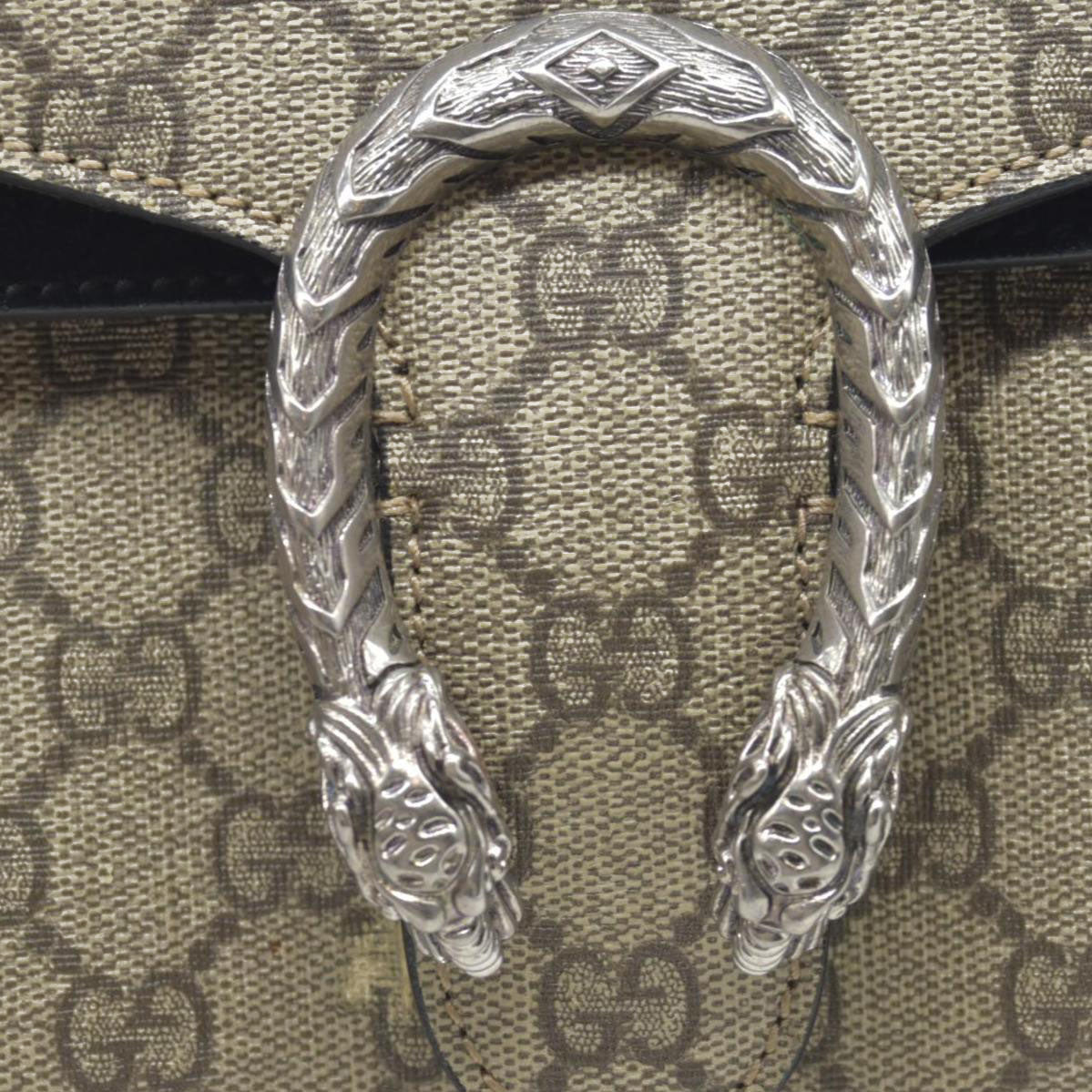 $3350 Gucci GG Supreme Monogram Small Dionysus Shoulder Bag Black