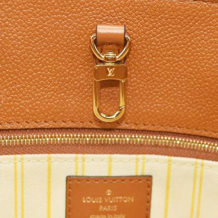 LOUIS VUITTON Raffia Calfskin Monogram Giant Onthego MM Tan