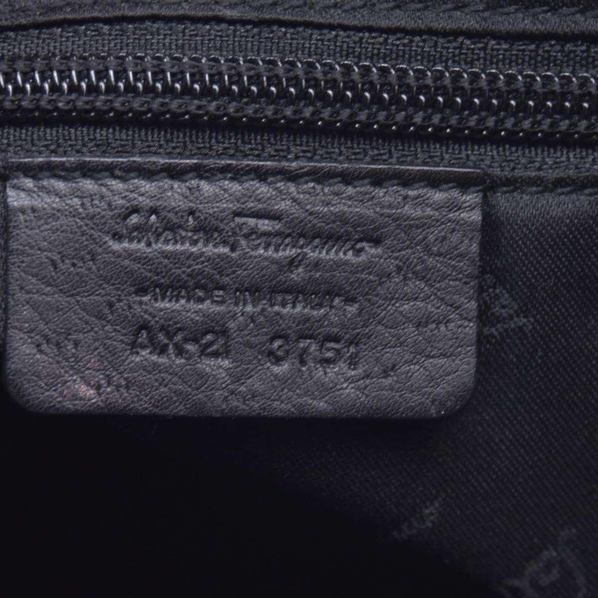 $1050 SALVATORE FERRAGAMO Pebbled Leather Charm Detail East West Tote Bag Black CONSIGNMENT 10021245