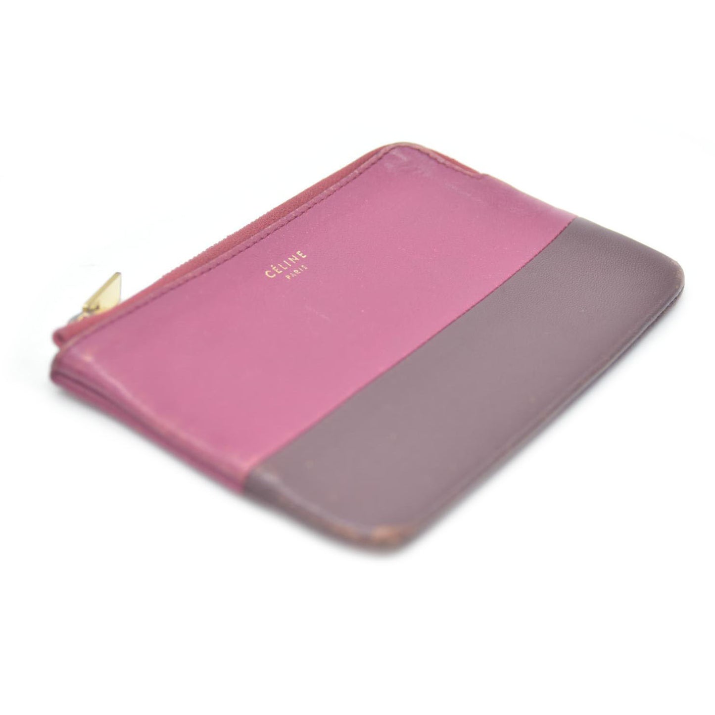 CELINE Logo Leather Coin Purse Wallet Bicolor