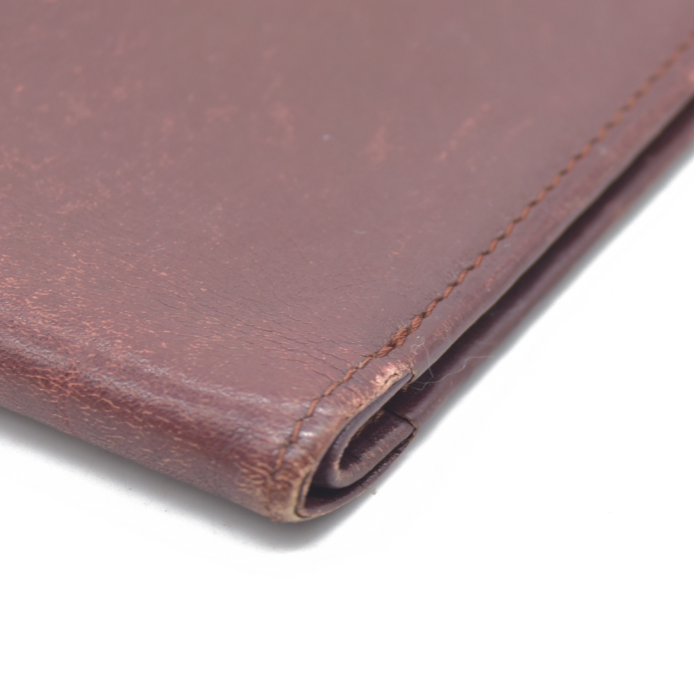 $590 Cartier Leather Bifold Wallet Burgundy